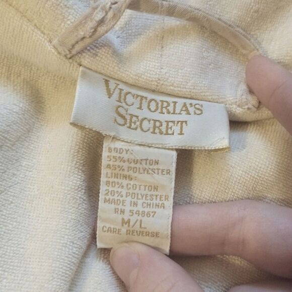 Vintage Victoria’s Secret Women's Size M/L Cream Towel Texture Waist Tie Robe - Picture 4 of 16